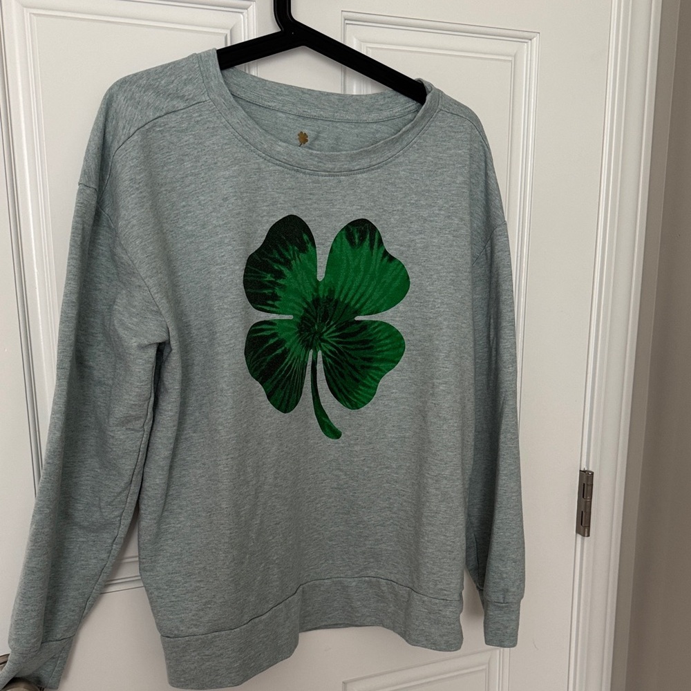 St. Patrick’s Day Green Sweatshirt with Green Shamrock